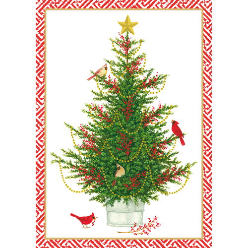 Cardinal Christmas Tree - Boxed Holiday Cards  Caspari   