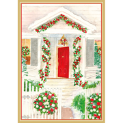 House With Wreaths On Fence - Boxed Holiday Cards  Caspari   