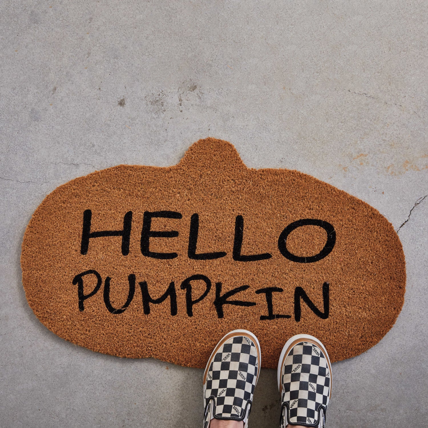 Natural Coir Pumpkin Shaped Door Mat "Hello Pumpkin"  Creative Co-Op   