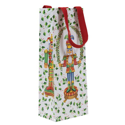 Nutcracker Christmas White - Bottle Bag  Caspari   