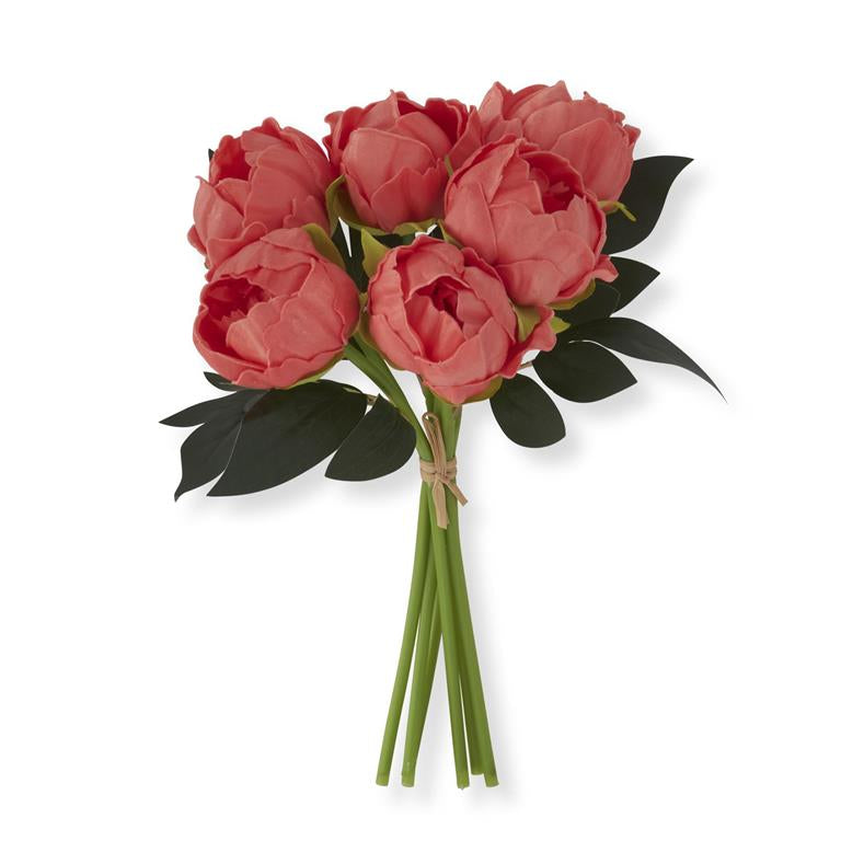 Real Touch Peony Bundle - 6 Stem Artificial Flora K&K Coral  