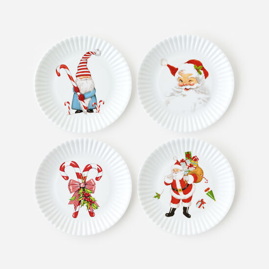 Christmas Appetizer 'Paper' Plates – Set of 4, 6" Melamine Festive Serveware  180 Degrees   