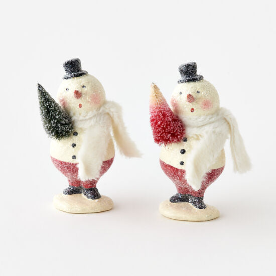 Sparkle Snowman Figurine – Festive Paper Pulp Decor (7.25", Sold Individually)  180 Degrees   