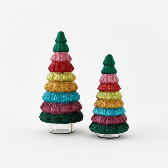 Colorful Stacked Glass Christmas Tree – Individual Holiday Decor  180 Degrees   