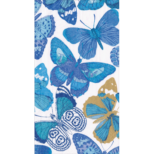 Guest Towel Napkin - Butterflies Blue  Caspari   