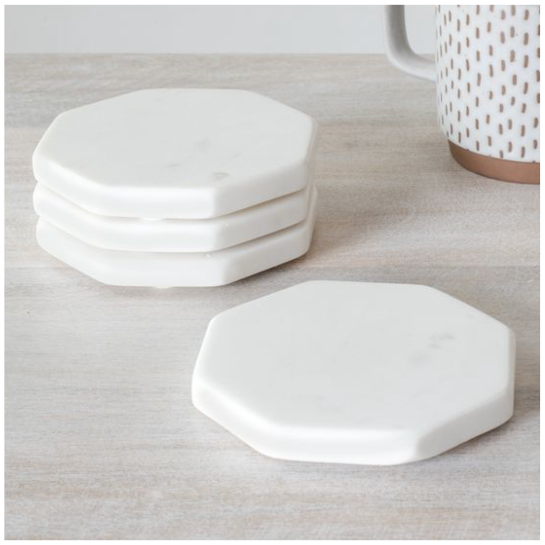 S/4 Marble Octagon Coasters PD Home