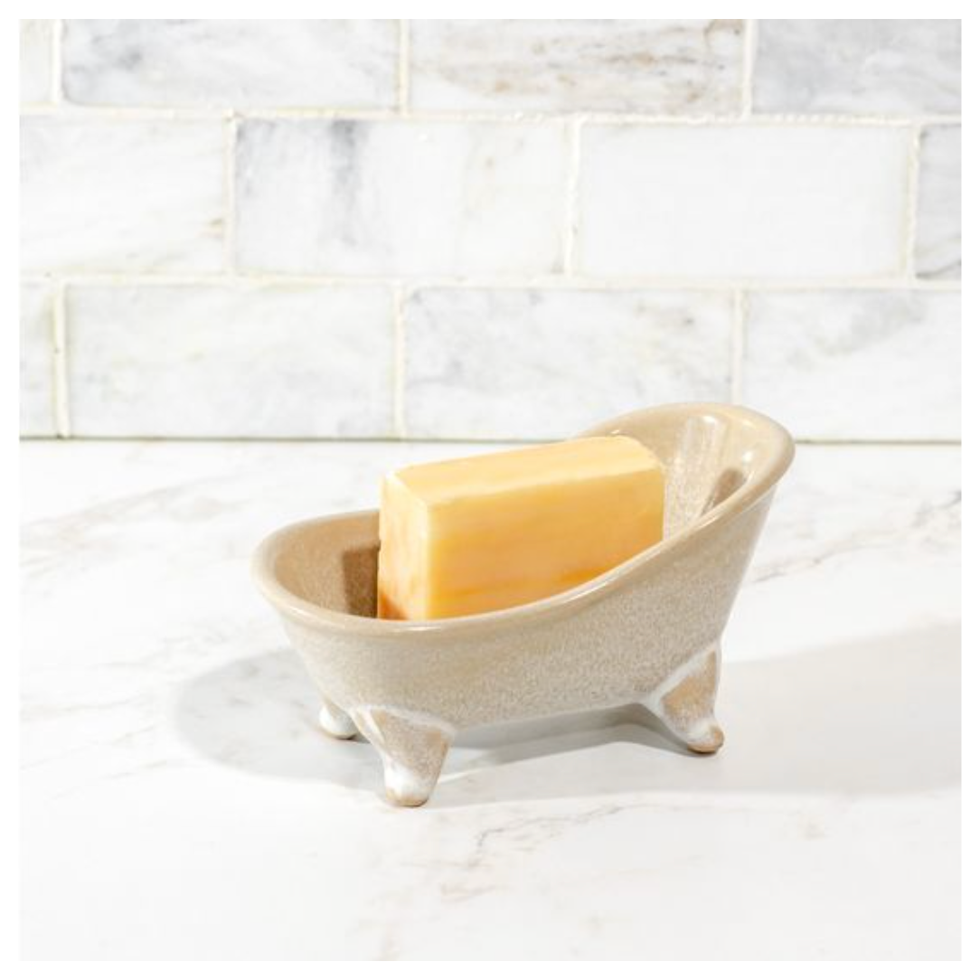 Mini Beige/Wht Bathtub Dish PD Home