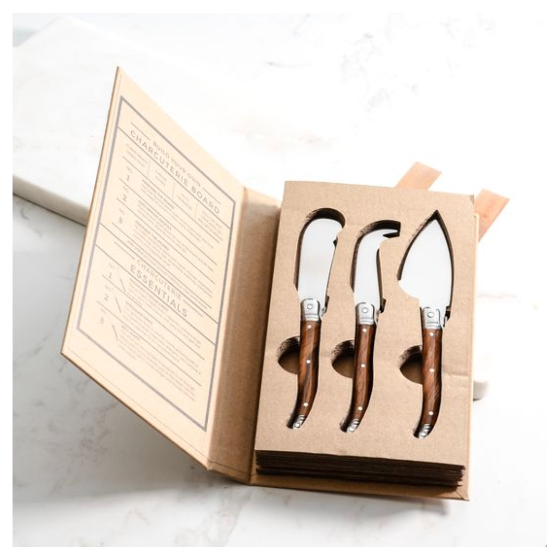 3 Pc Wood Grain Chese Knife Gift Set PD Home