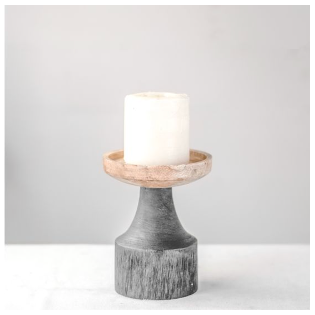 Black And Wood Candle Holder PD Home Large