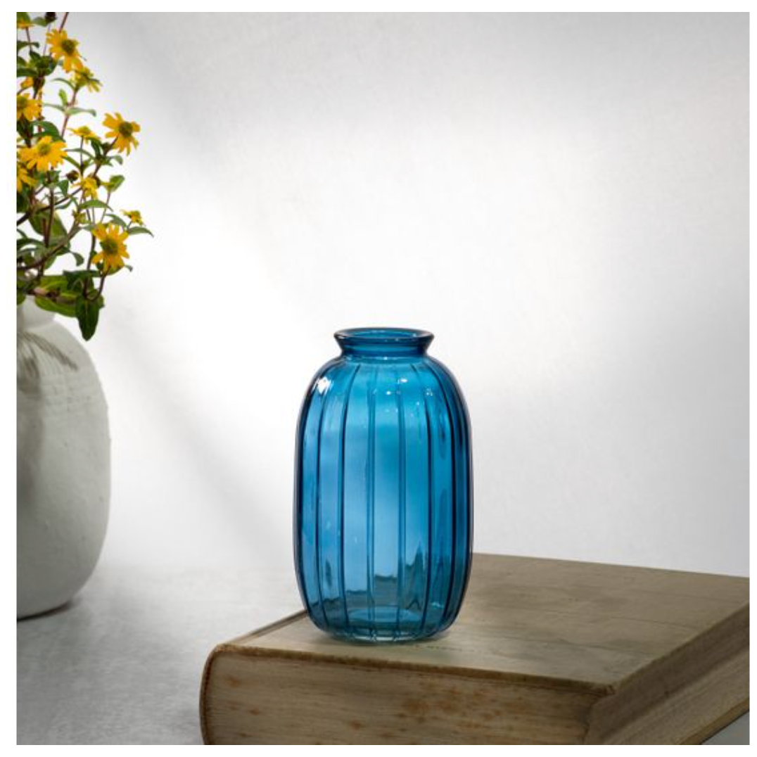 4.72" Blue Glass Vase PD Home