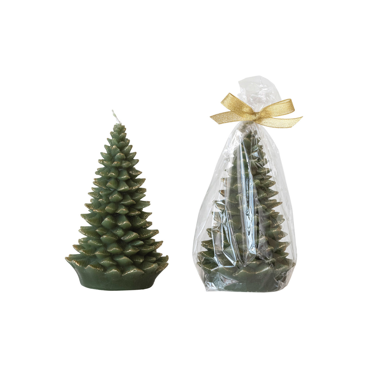 Tree Shaped Candle w/ Gold Tips, Evergreen  Creative Co-Op   