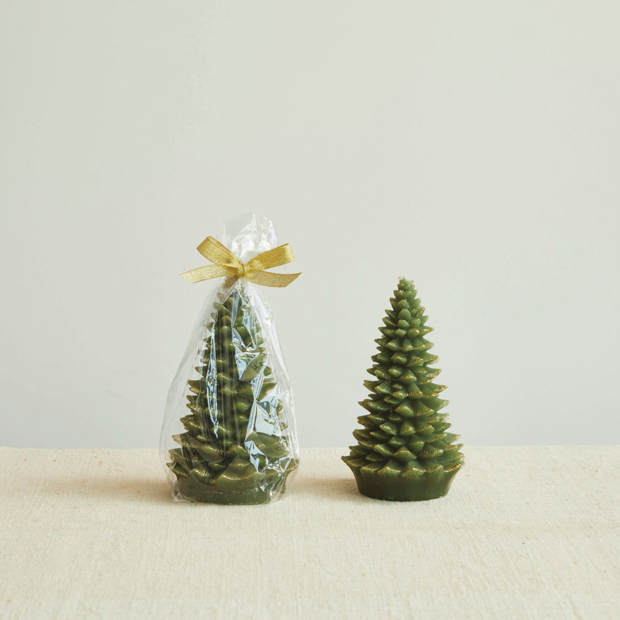 Tree Shaped Candle w/ Gold Tips, Evergreen  Creative Co-Op   