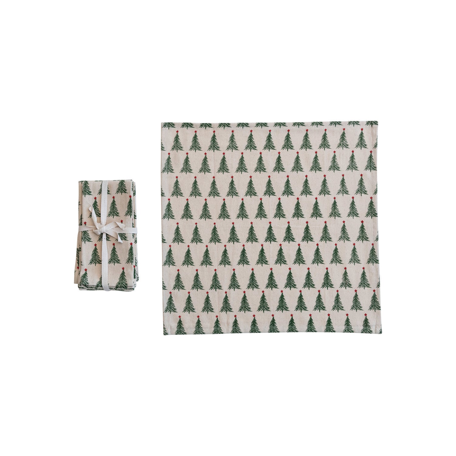 Stonewashed Cotton Printed Napkins w/ Christmas Tree Pattern, Set of 4  Creative Co-Op   