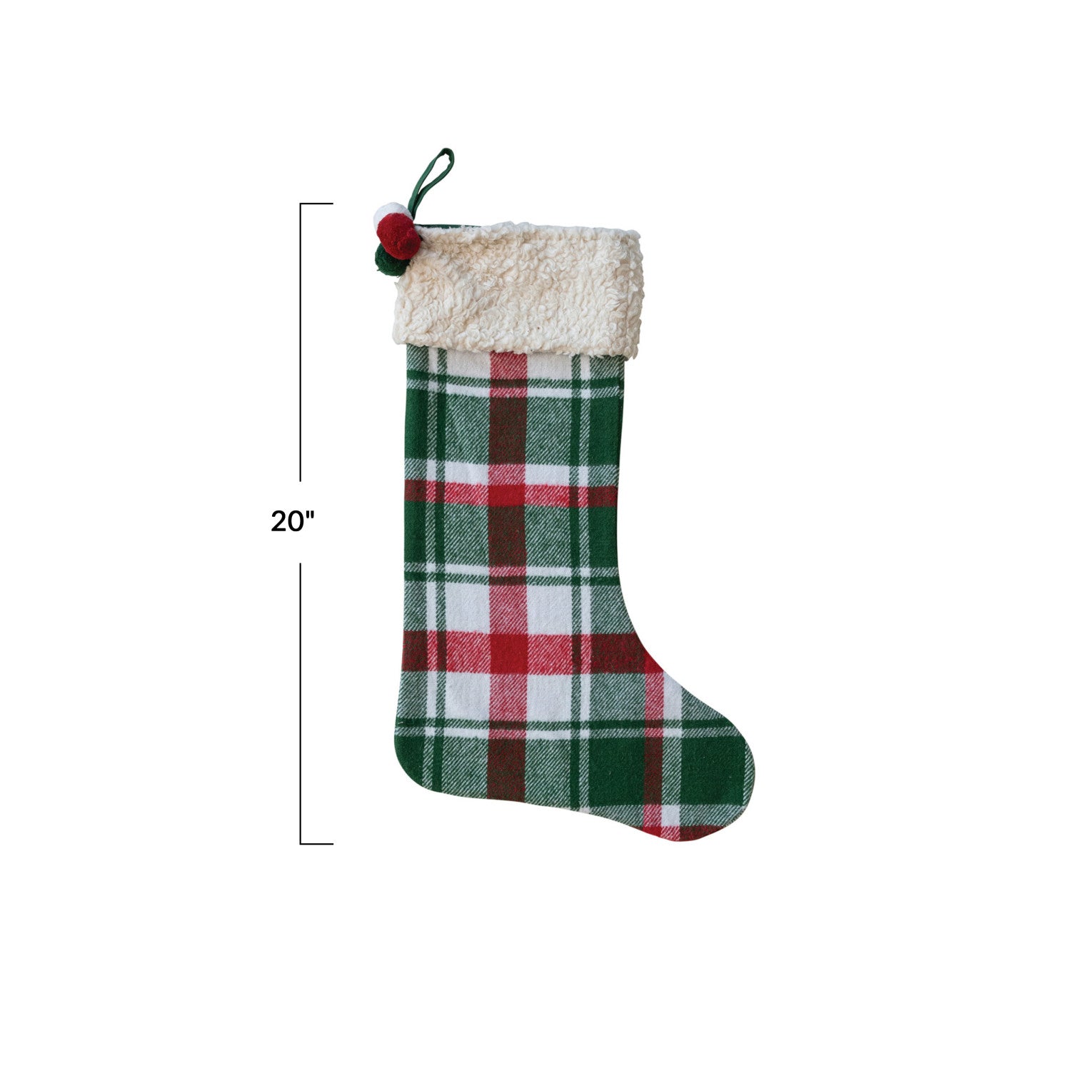 Brushed Cotton Flannel Stocking w/ Sherpa Cuff  Creative Co-Op   