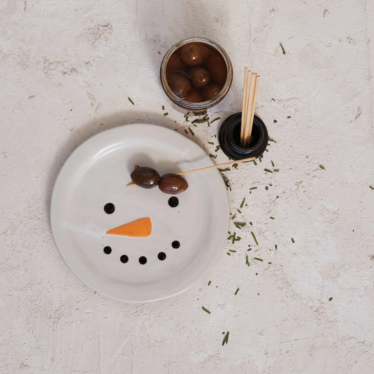 Round Stoneware Snowman  Creative Co-Op   