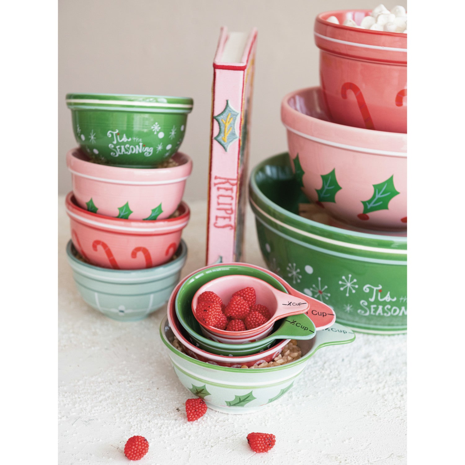 Festive Holiday Measuring Cups  Creative Co-Op   