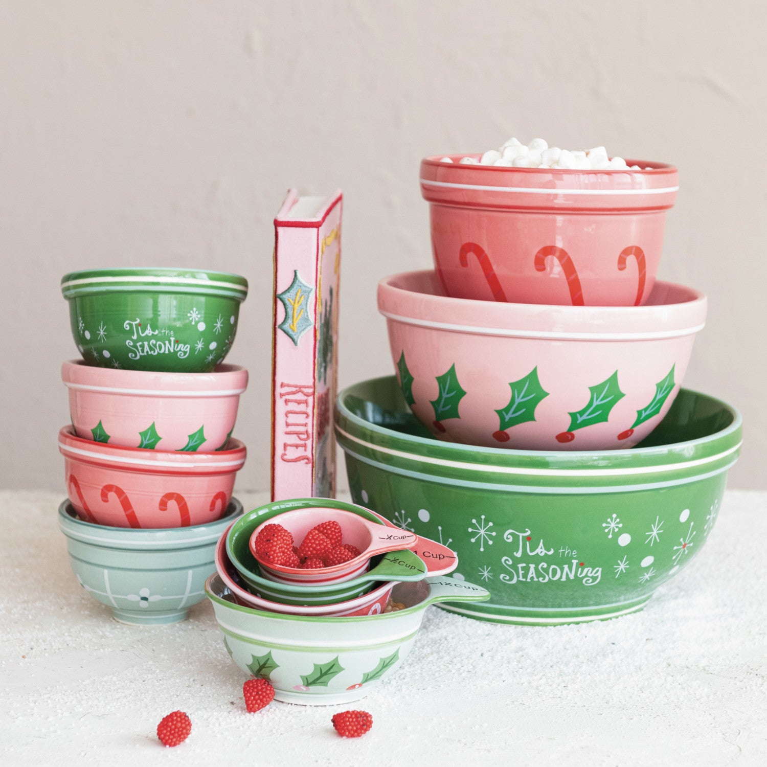 Festive Holiday Measuring Cups  Creative Co-Op   