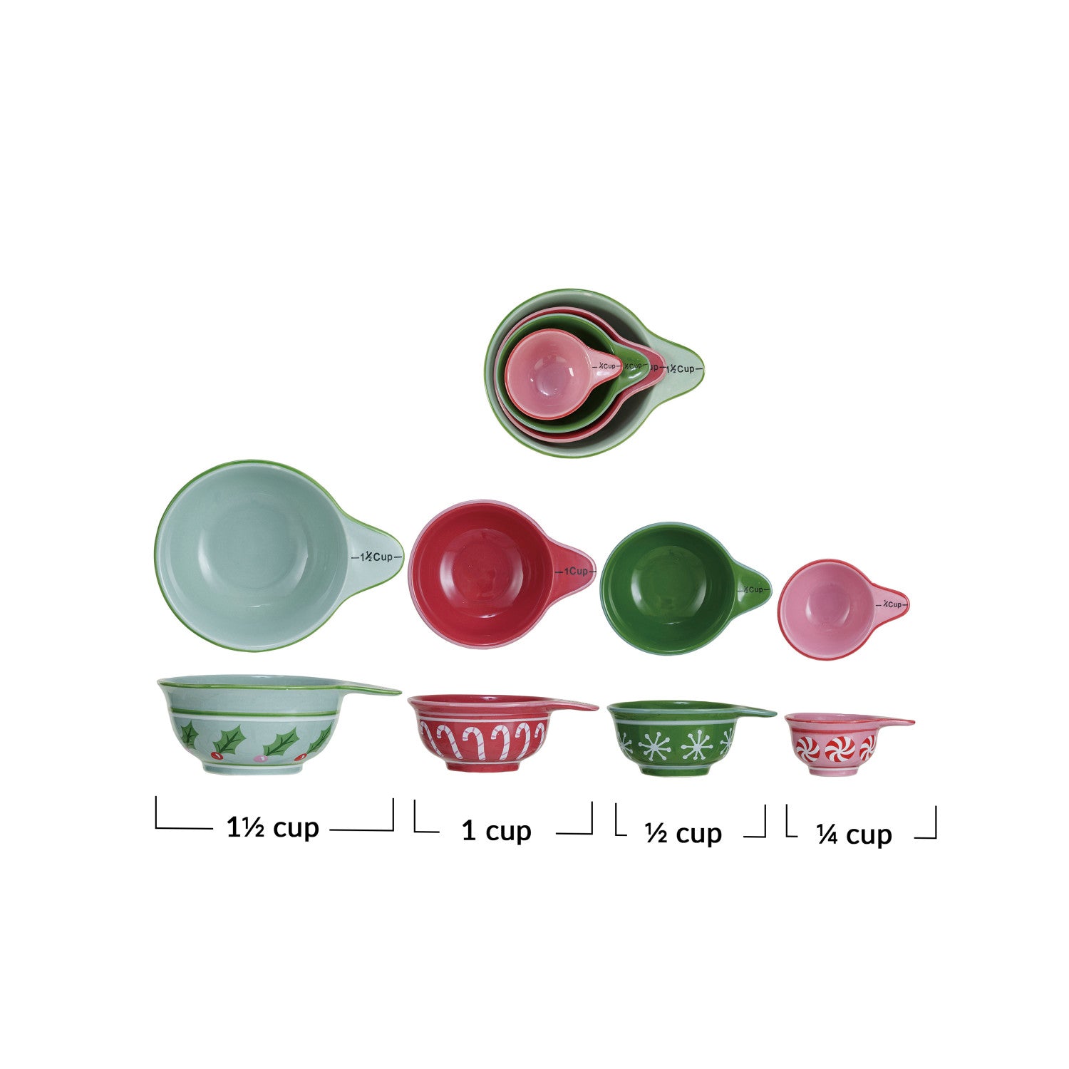 Festive Holiday Measuring Cups  Creative Co-Op   