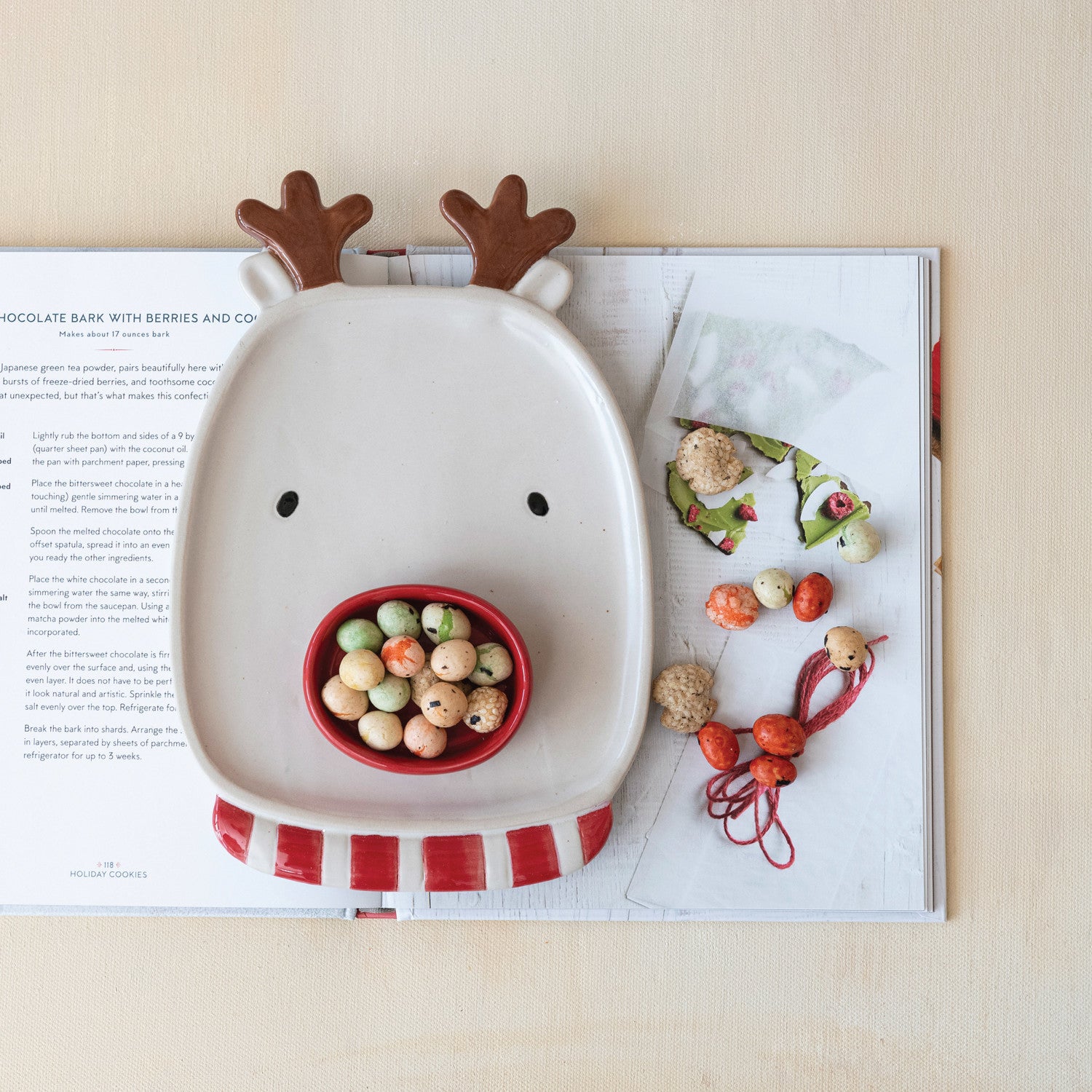 Stoneware Reindeer with Toothpick Holder  Creative Co-Op   