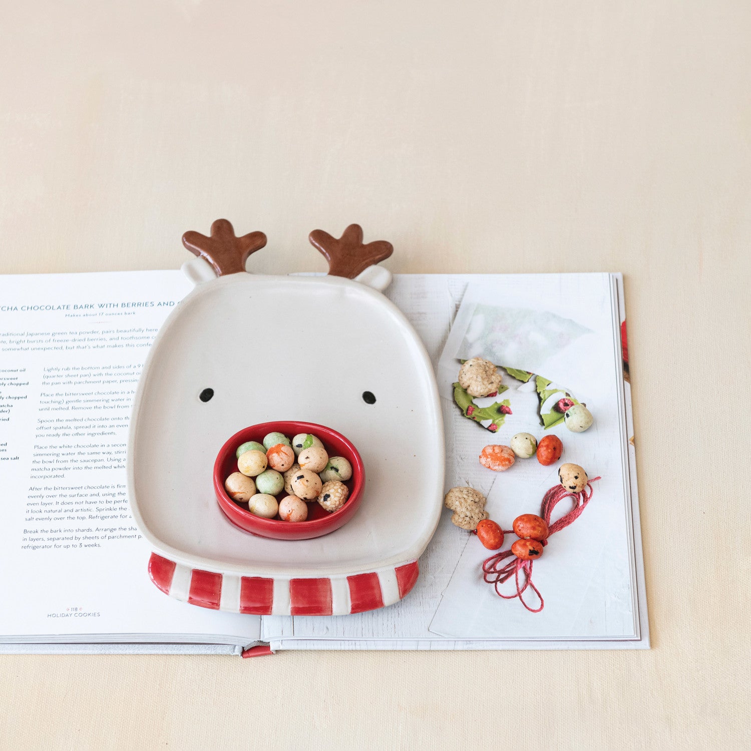 Stoneware Reindeer with Toothpick Holder  Creative Co-Op   