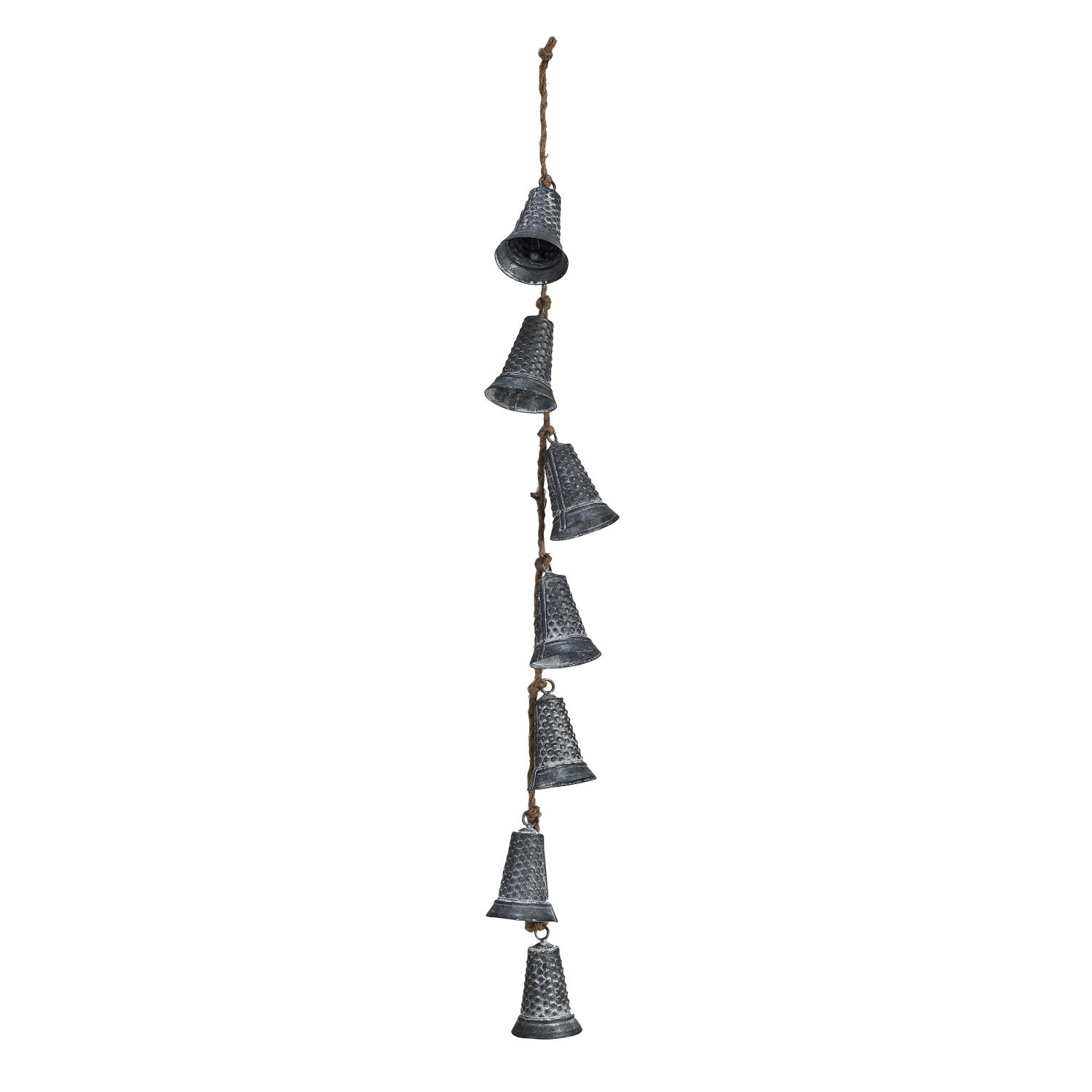 Hanging Galvanized Metal Bells on Jute Rope  Creative Co-Op   