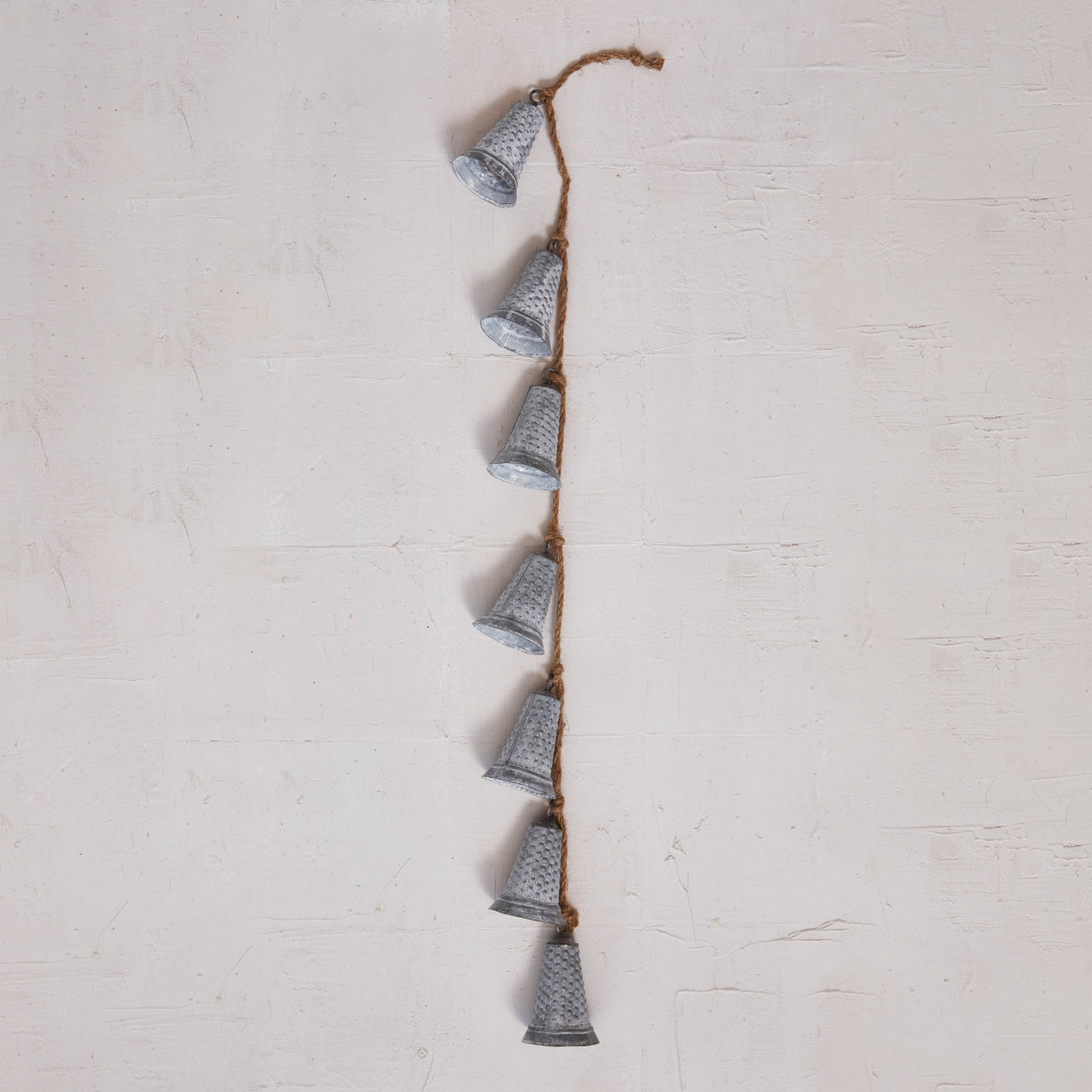 Hanging Galvanized Metal Bells on Jute Rope  Creative Co-Op   