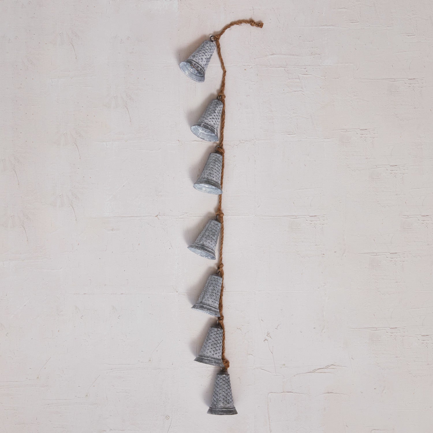 Hanging Galvanized Metal Bells on Jute Rope  Creative Co-Op   