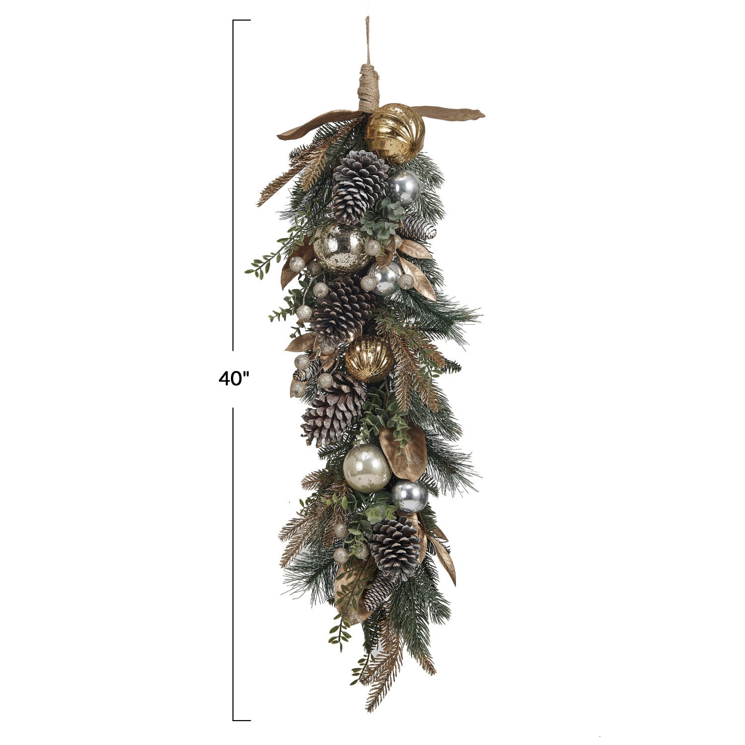 Faux Pine Swag w/ Ornaments, Pinecones & Glitter  Creative Co-Op   