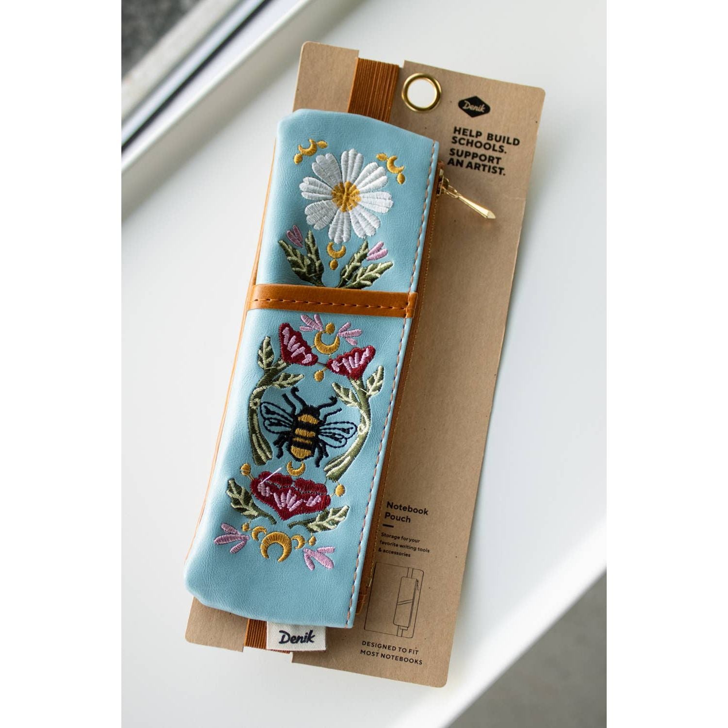 Honeybee Tea Embroidered Notebook Pouch Denik