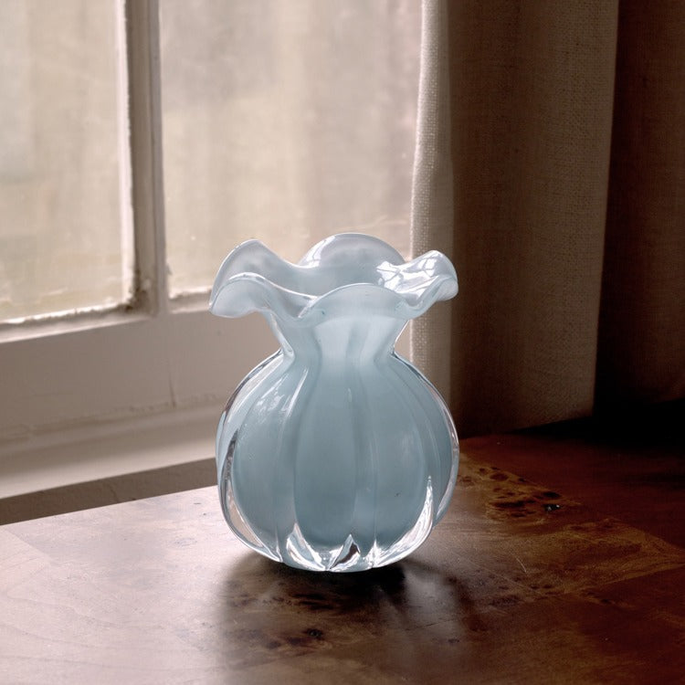 GLASS Vento Small Round Bud Vase (Sky) Beatriz Ball