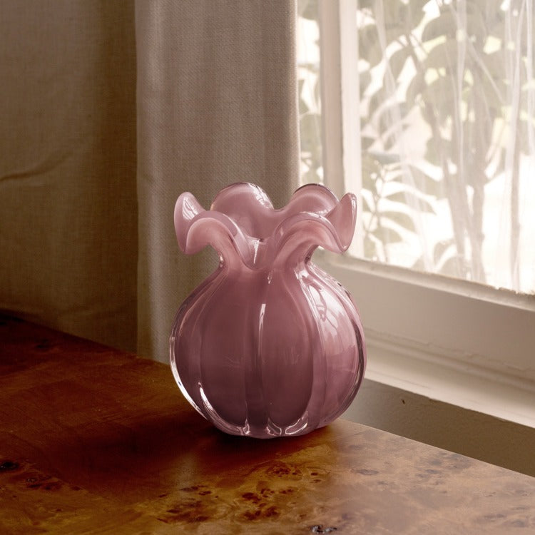 GLASS Vento Small Round Bud Vase (Plum) Beatriz Ball