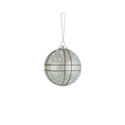 Glittered Light Blue Mercury Glass Ornament  K&K Stripe Round  