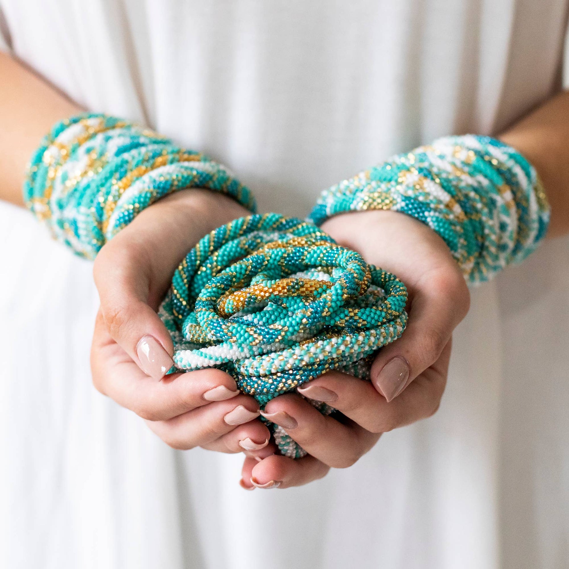 Roll-On® Bracelets Aquamarine - Nepal Bracelets Aid Through Trade