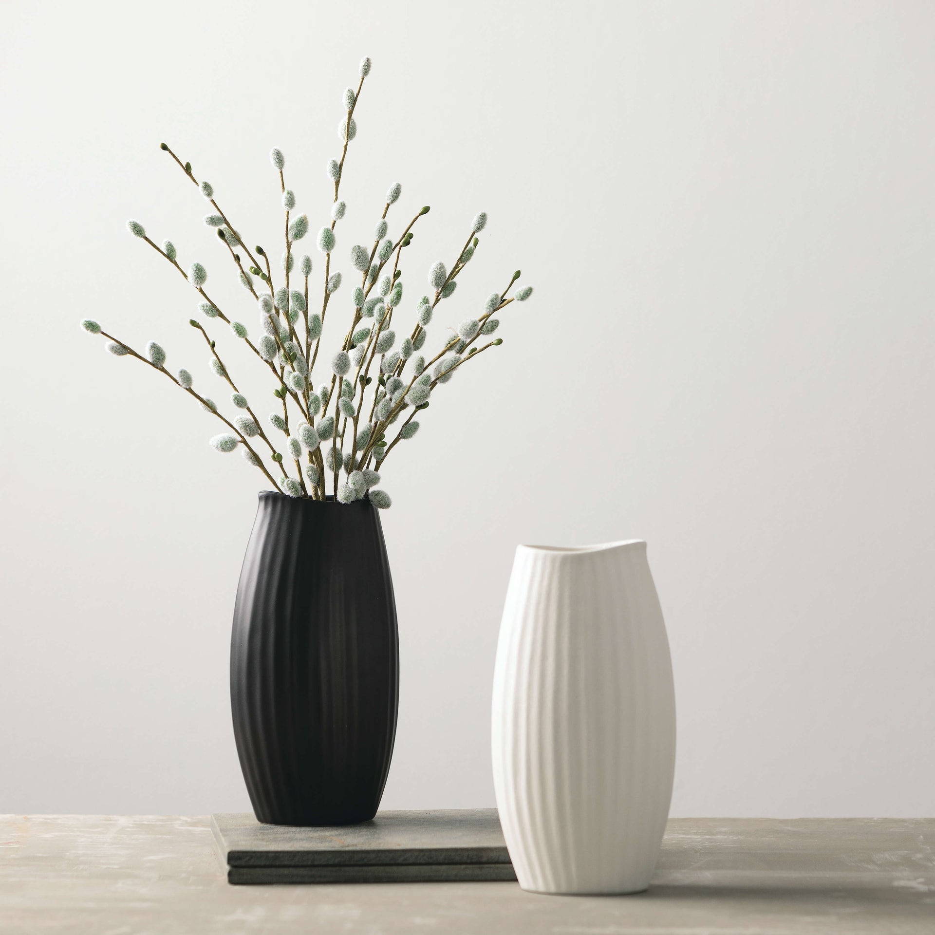 Textured White Ribbed Vase  Sullivans   