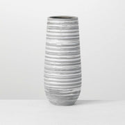 Tall Striped Gray White Vase Sullivans