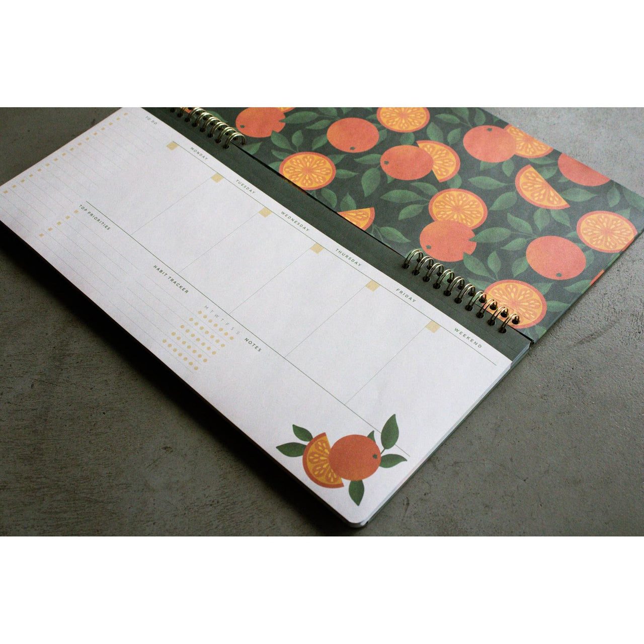 Oranges Hardcover 2 Year Undated Wire-O Desk Planner Denik