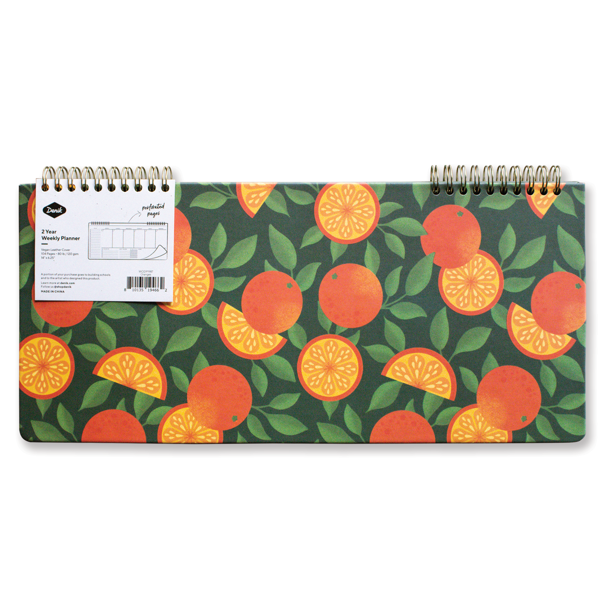 Oranges Hardcover 2 Year Undated Wire-O Desk Planner Denik