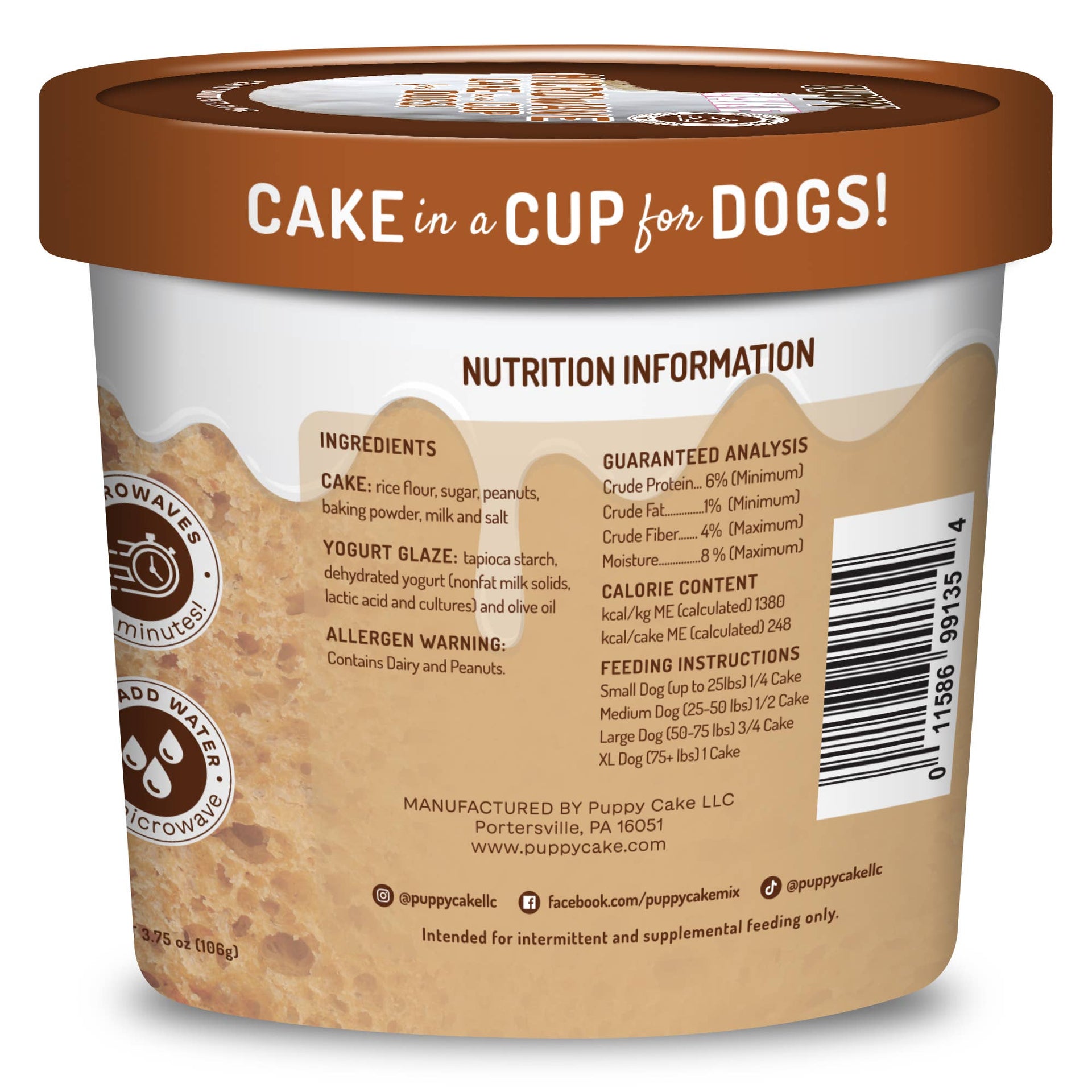 Cuppy Cake - Microwave Dog Birthday Cake in A Cup - Peanut Puppy Cake LLC