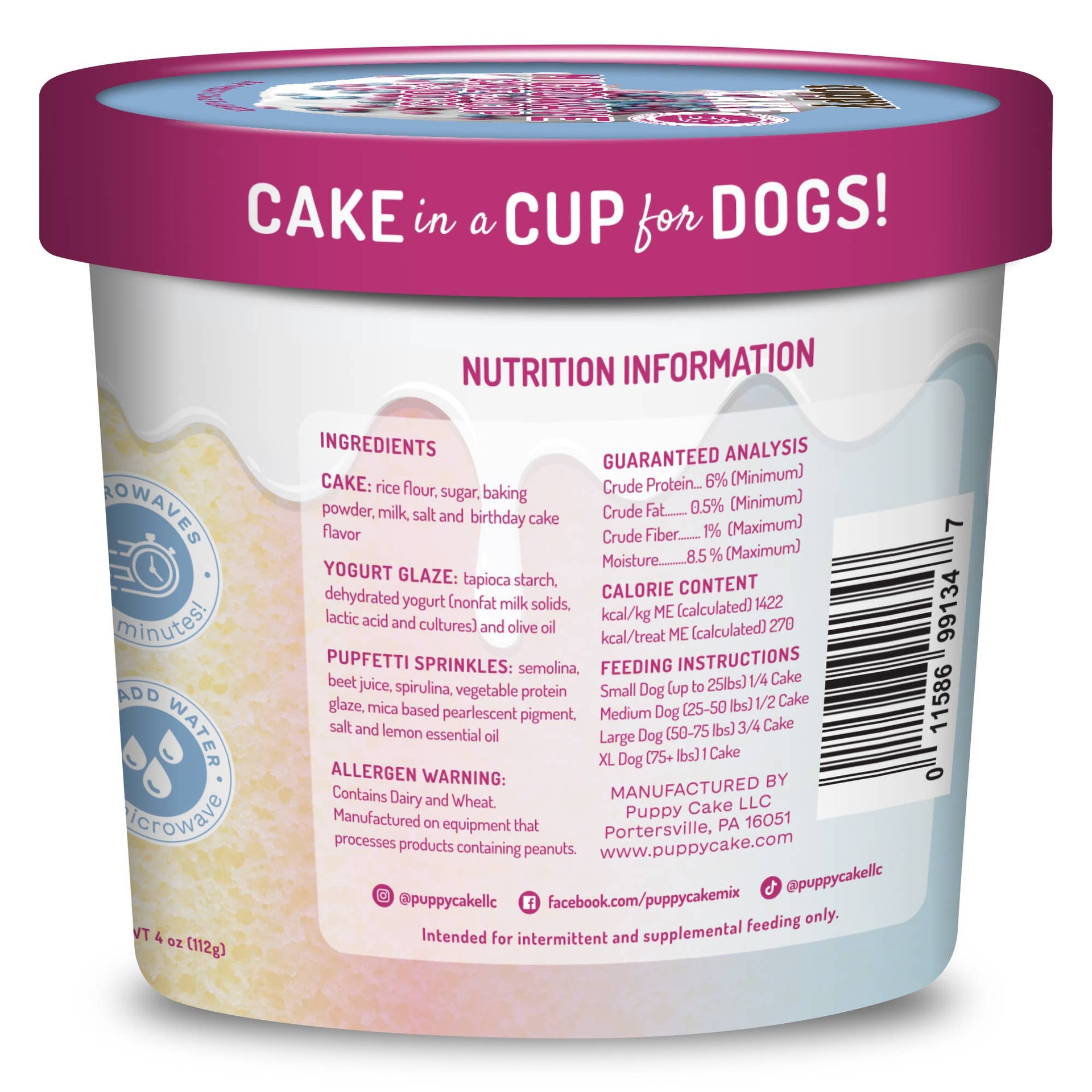 Cuppy Cake - Microwave Dog Birthday Cake in A Cup Puppy Cake LLC