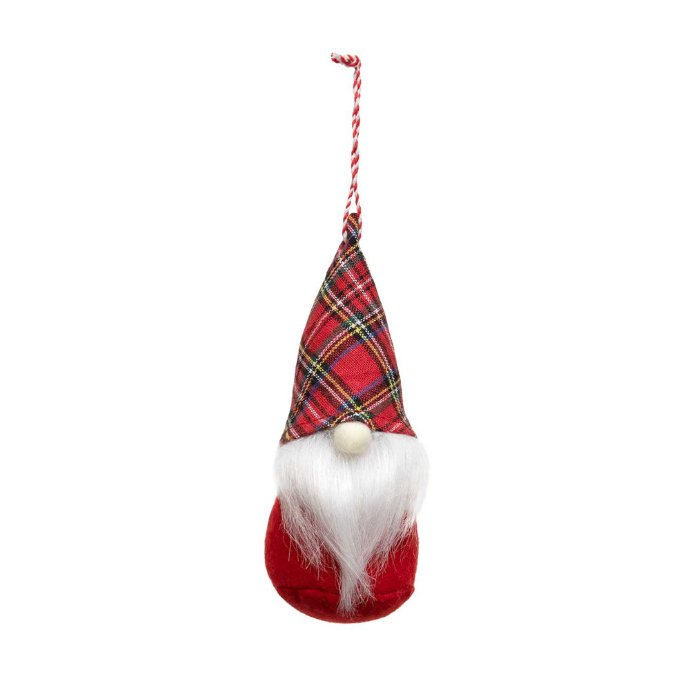 Mini Gnome Plaid Felt Ornament  MeraVic Red Hat  