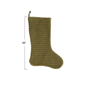 Woven Cotton Stocking w/ Metallic Gold Thread Creative Co-Op