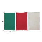 Festive Cotton Kitchen Towel Set in Holiday Storage Bag  Creative Co-Op   