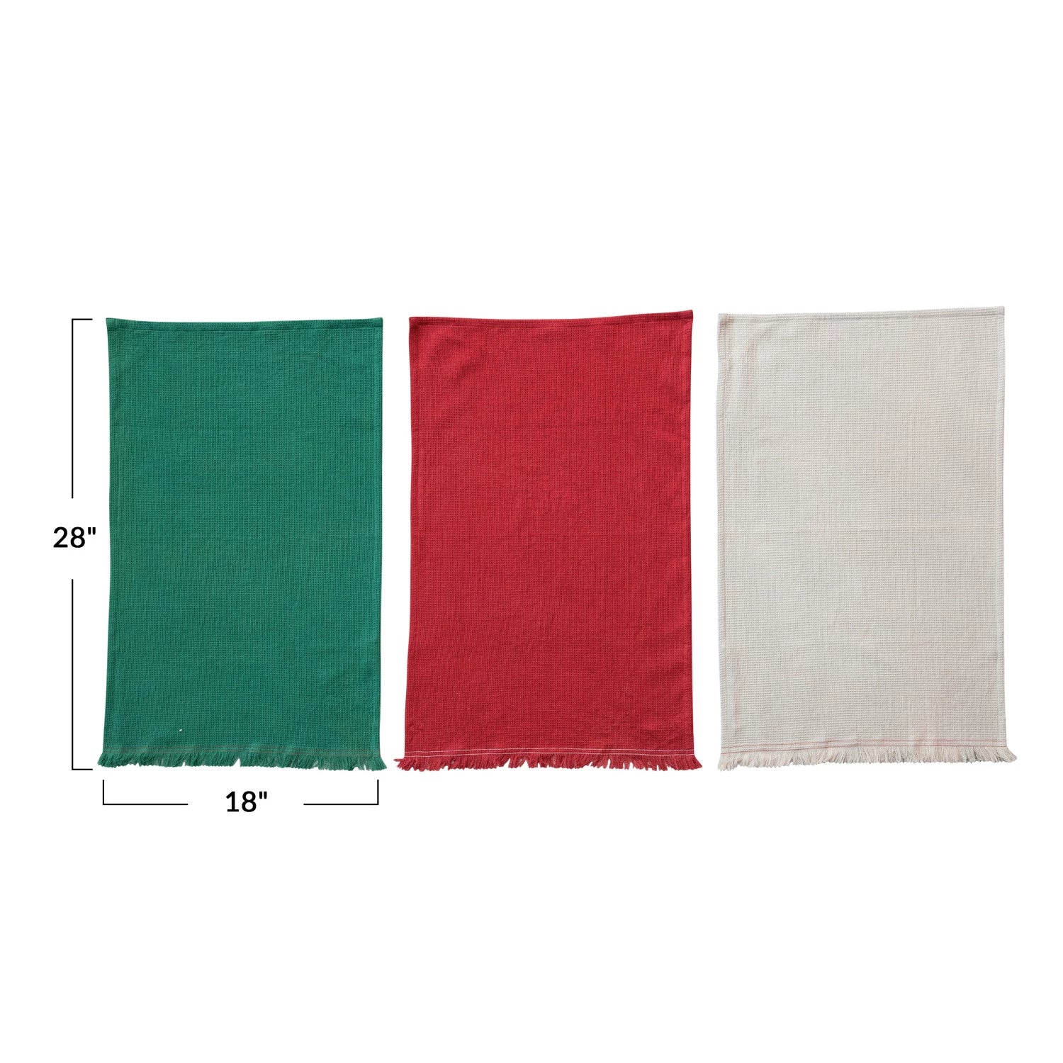 Festive Cotton Kitchen Towel Set in Holiday Storage Bag  Creative Co-Op   