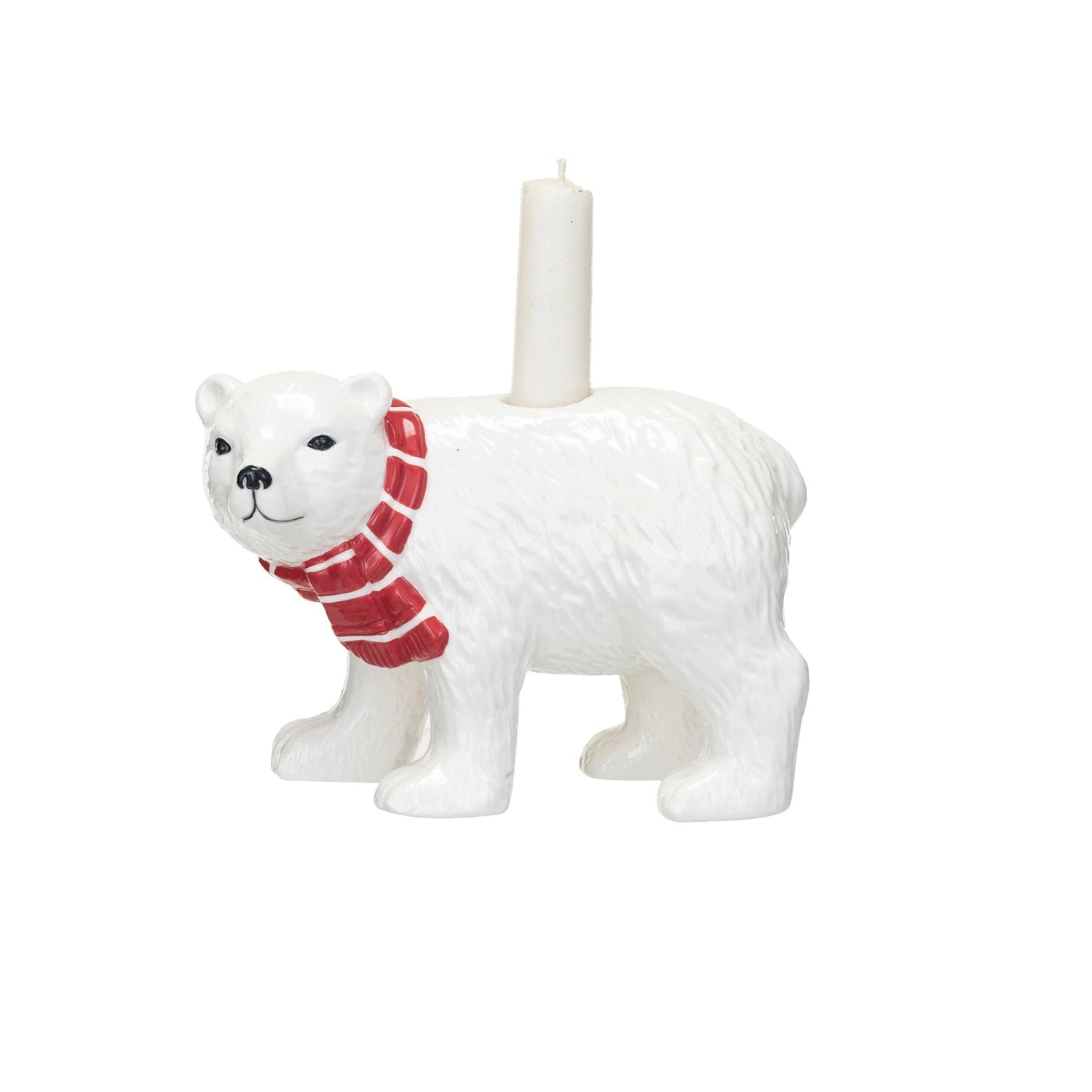 Stoneware Polar Bear Taper Holder  Creative Co-Op   