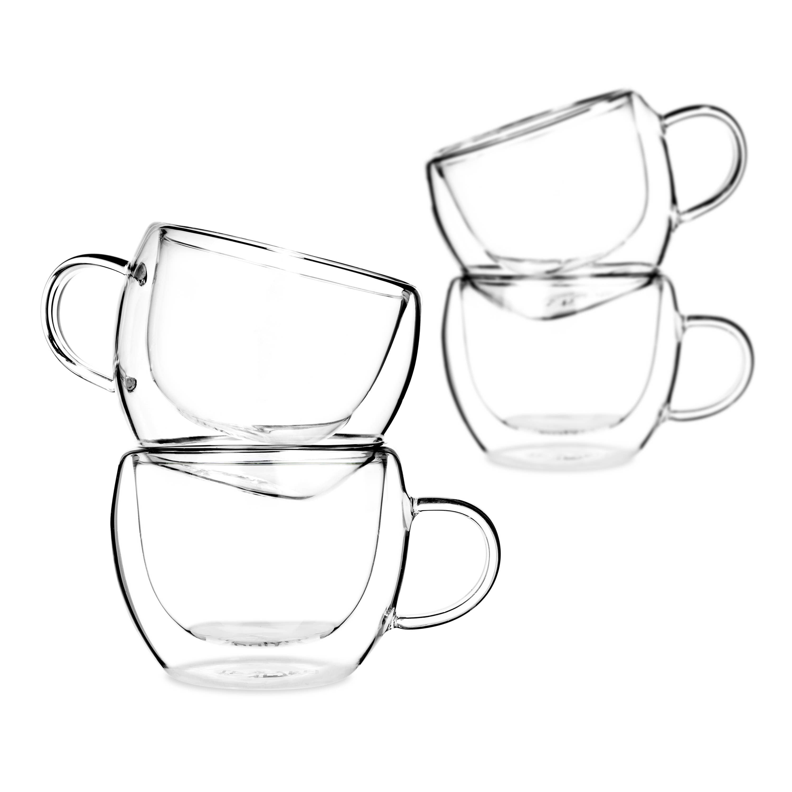 JoyJolt Pivot Double Wall Espresso Glasses, Set of 4 - Clear