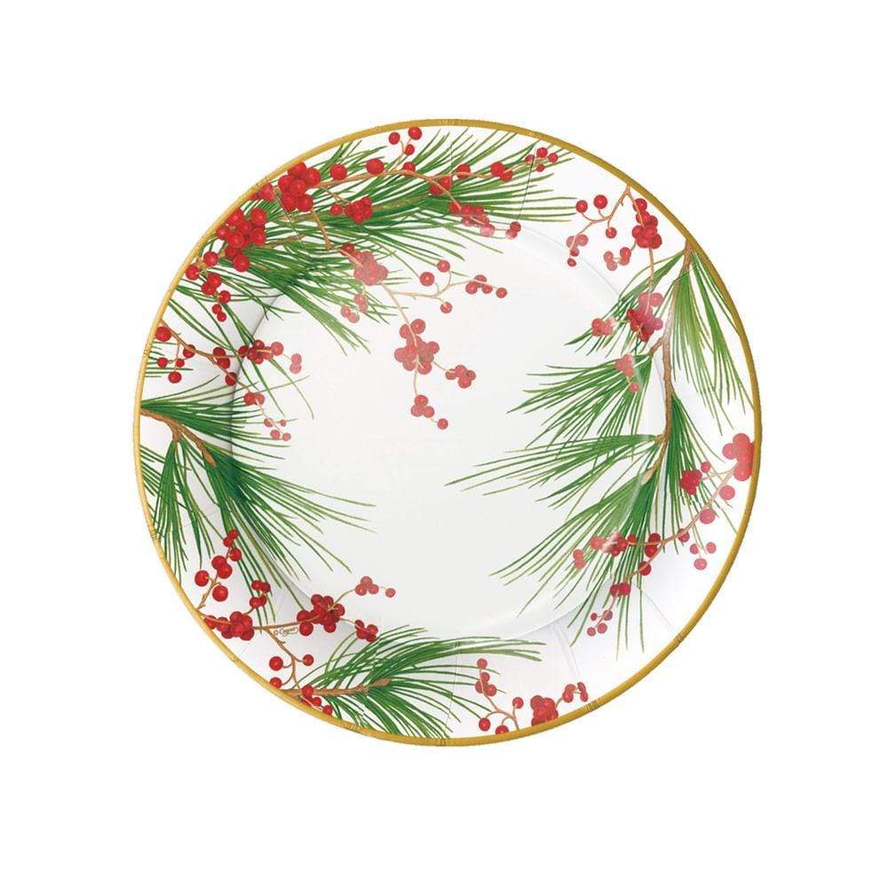 Berries And Pine - Salad/Dessert Plates Disposable Plates Caspari   