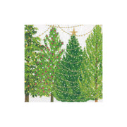 Cocktail Napkin - Christmas Trees With Lights Paper Napkins Caspari   