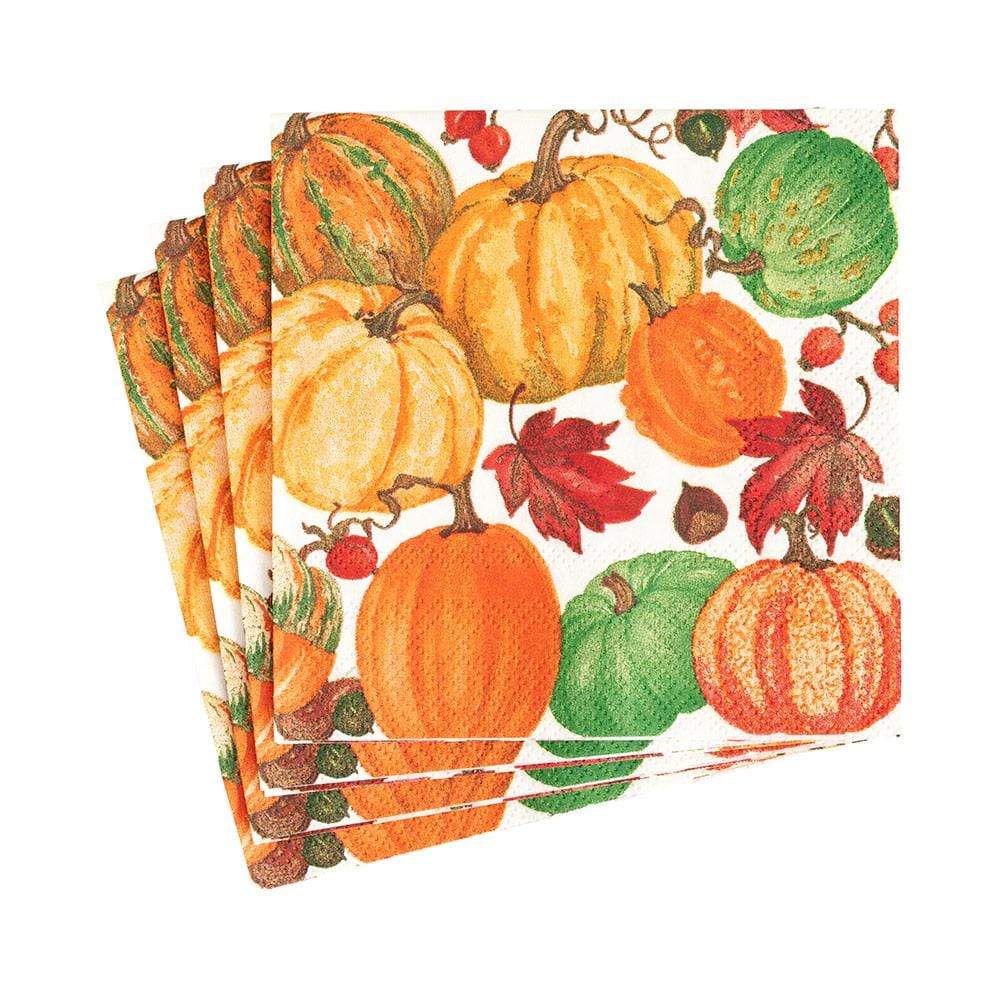 Cocktail Napkin - Pumpkin Field White  Caspari   