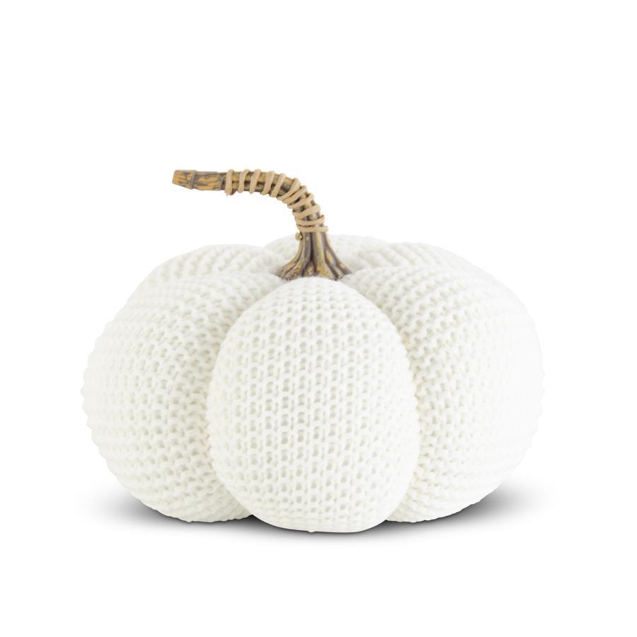 Knit Stuffed Pumpkin 7"  K&K White  