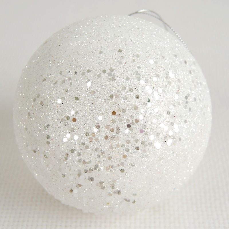 Glitter Ball Ornament - White 8" Adams Christmas Adams & Co.   